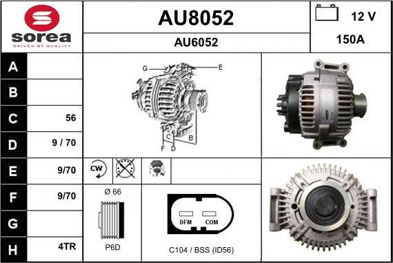 SNRA AU8052 - Alternator autospares.lv