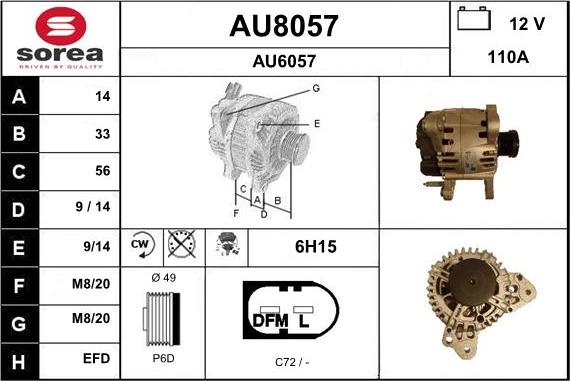 SNRA AU8057 - Alternator autospares.lv