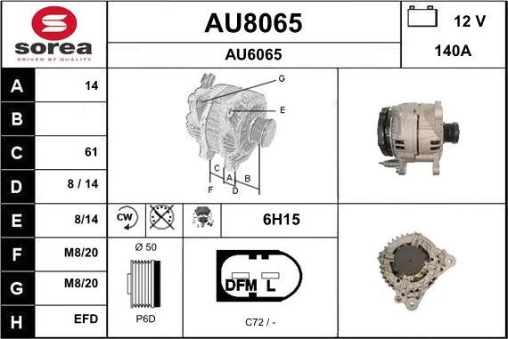 SNRA AU8065 - Alternator autospares.lv