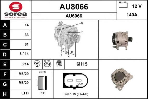 SNRA AU8066 - Alternator autospares.lv