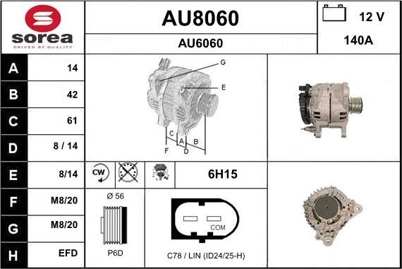 SNRA AU8060 - Alternator autospares.lv