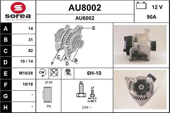 SNRA AU8002 - Alternator autospares.lv