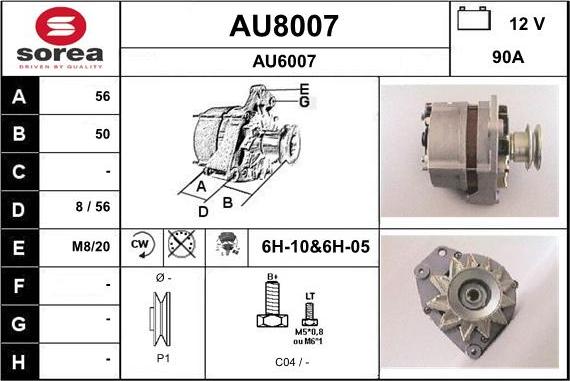 SNRA AU8007 - Alternator autospares.lv