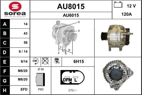 SNRA AU8015 - Alternator autospares.lv