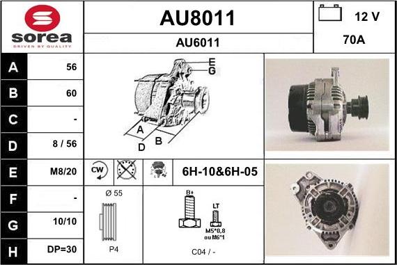 SNRA AU8011 - Alternator autospares.lv