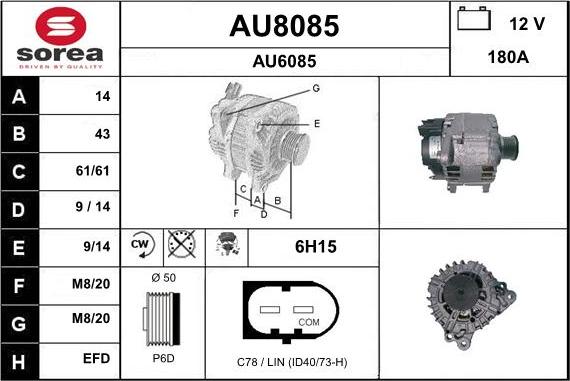 SNRA AU8085 - Alternator autospares.lv