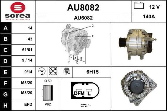 SNRA AU8082 - Alternator autospares.lv