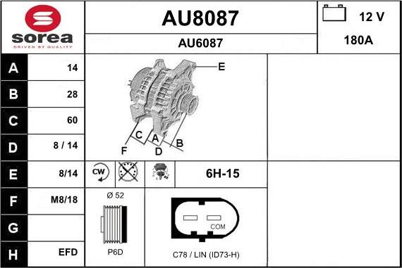 SNRA AU8087 - Alternator autospares.lv