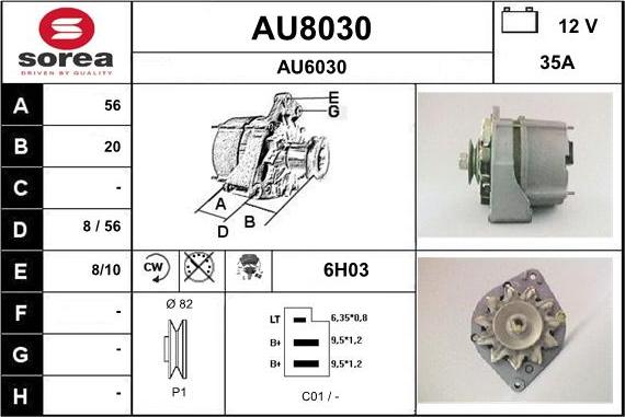 SNRA AU8030 - Alternator autospares.lv