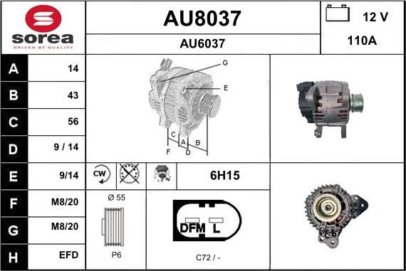SNRA AU8037 - Alternator autospares.lv