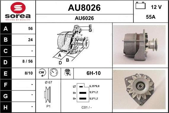 SNRA AU8026 - Alternator autospares.lv