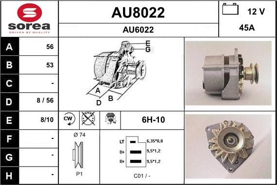 SNRA AU8022 - Alternator autospares.lv