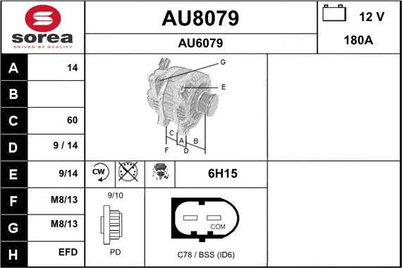 SNRA AU8079 - Alternator autospares.lv