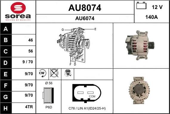 SNRA AU8074 - Alternator autospares.lv