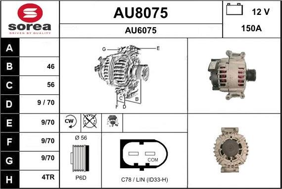 SNRA AU8075 - Alternator autospares.lv