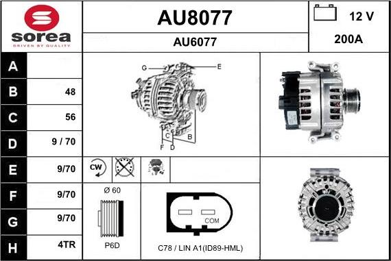 SNRA AU8077 - Alternator autospares.lv