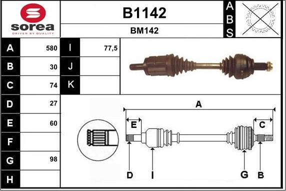 SNRA B1142 - Drive Shaft autospares.lv