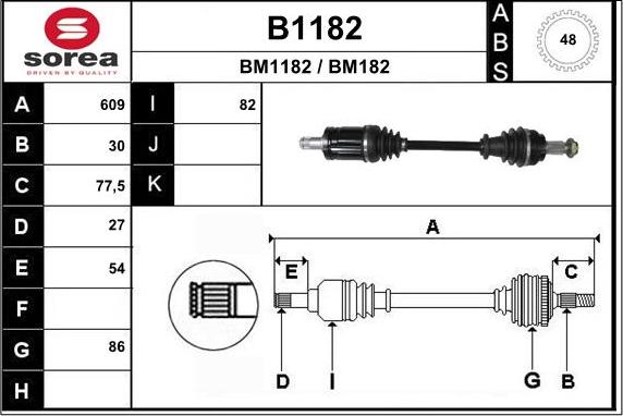 SNRA B1182 - Drive Shaft autospares.lv