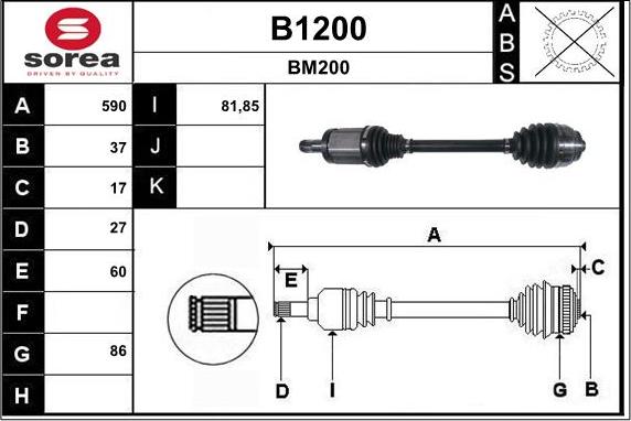 SNRA B1200 - Drive Shaft autospares.lv