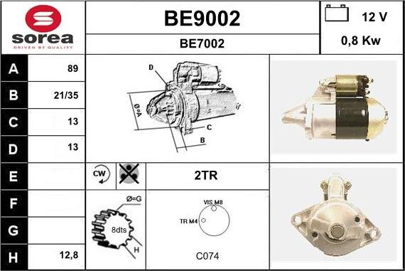 SNRA BE9002 - Starter autospares.lv