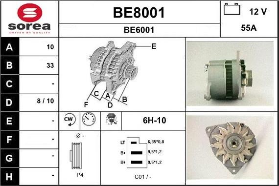 SNRA BE8001 - Alternator autospares.lv