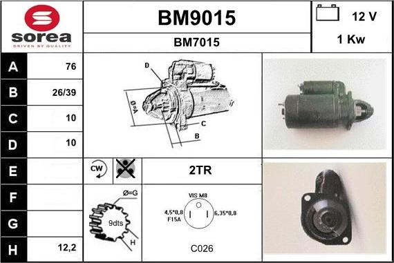 SNRA BM9015 - Starter autospares.lv