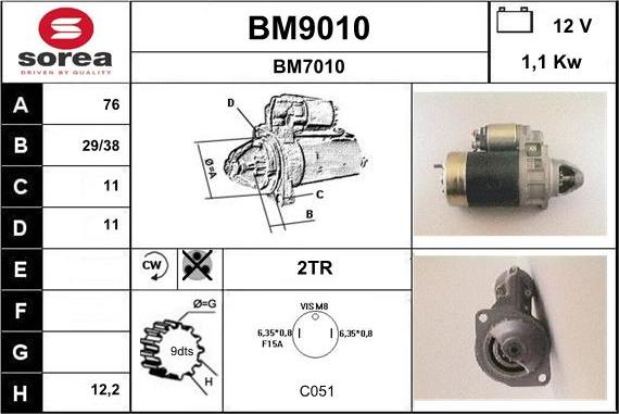 SNRA BM9010 - Starter autospares.lv