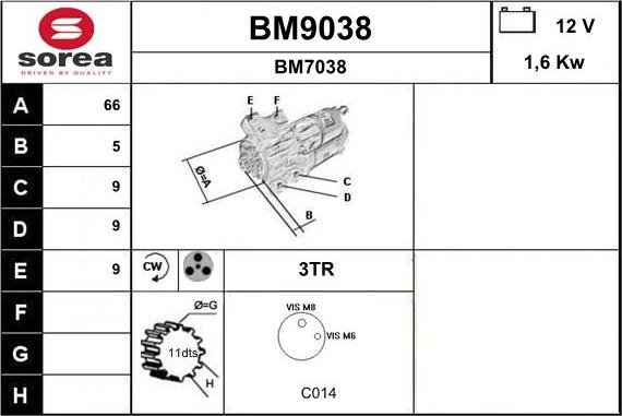 SNRA BM9038 - Starter autospares.lv