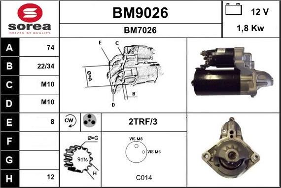 SNRA BM9026 - Starter autospares.lv