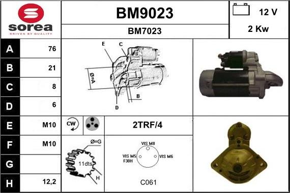 SNRA BM9023 - Starter autospares.lv