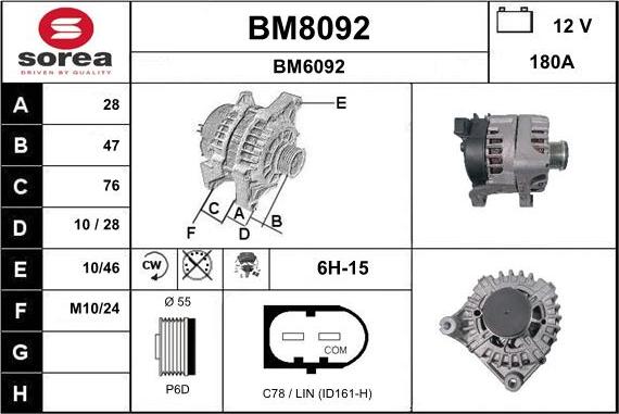 SNRA BM8092 - Alternator autospares.lv