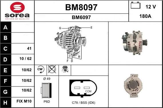 SNRA BM8097 - Alternator autospares.lv