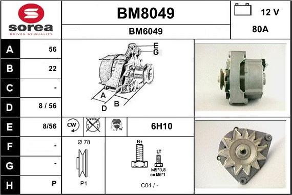 SNRA BM8049 - Alternator autospares.lv