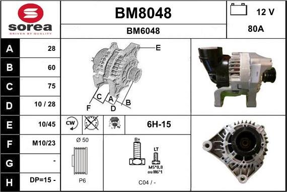 SNRA BM8048 - Alternator autospares.lv