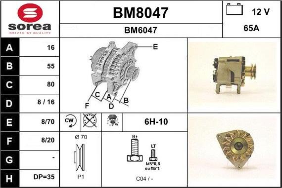 SNRA BM8047 - Alternator autospares.lv