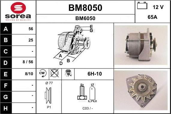 SNRA BM8050 - Alternator autospares.lv
