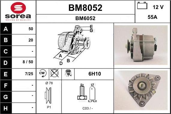 SNRA BM8052 - Alternator autospares.lv