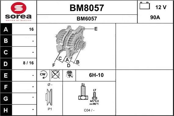 SNRA BM8057 - Alternator autospares.lv