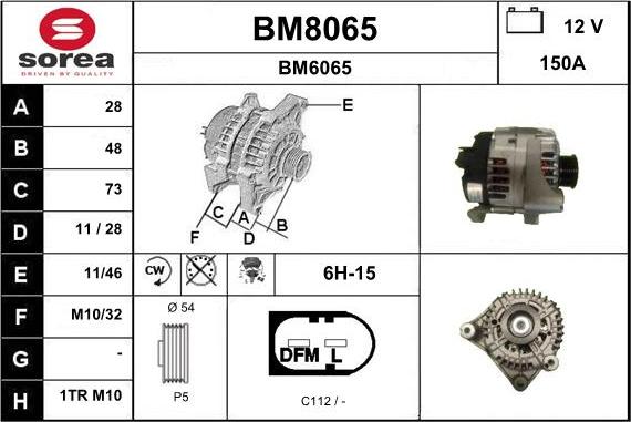 SNRA BM8065 - Alternator autospares.lv