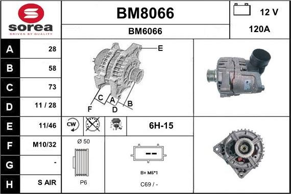 SNRA BM8066 - Alternator autospares.lv