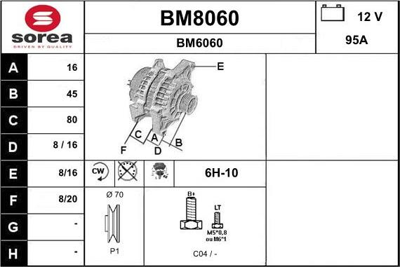 SNRA BM8060 - Alternator autospares.lv