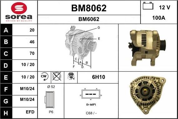 SNRA BM8062 - Alternator autospares.lv