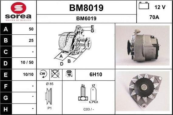 SNRA BM8019 - Alternator autospares.lv