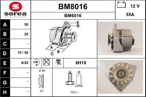 SNRA BM8016 - Alternator autospares.lv
