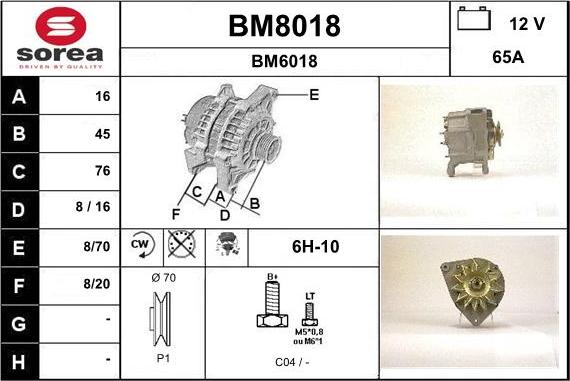 SNRA BM8018 - Alternator autospares.lv