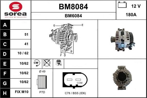 SNRA BM8084 - Alternator autospares.lv