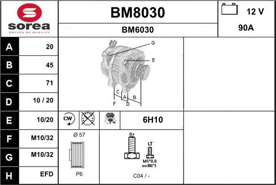 SNRA BM8030 - Alternator autospares.lv