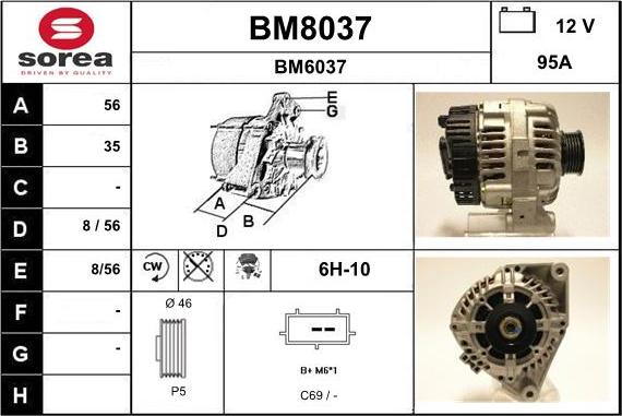 SNRA BM8037 - Alternator autospares.lv