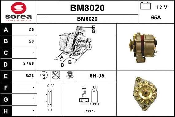 SNRA BM8020 - Alternator autospares.lv