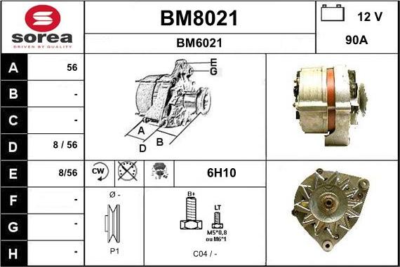 SNRA BM8021 - Alternator autospares.lv